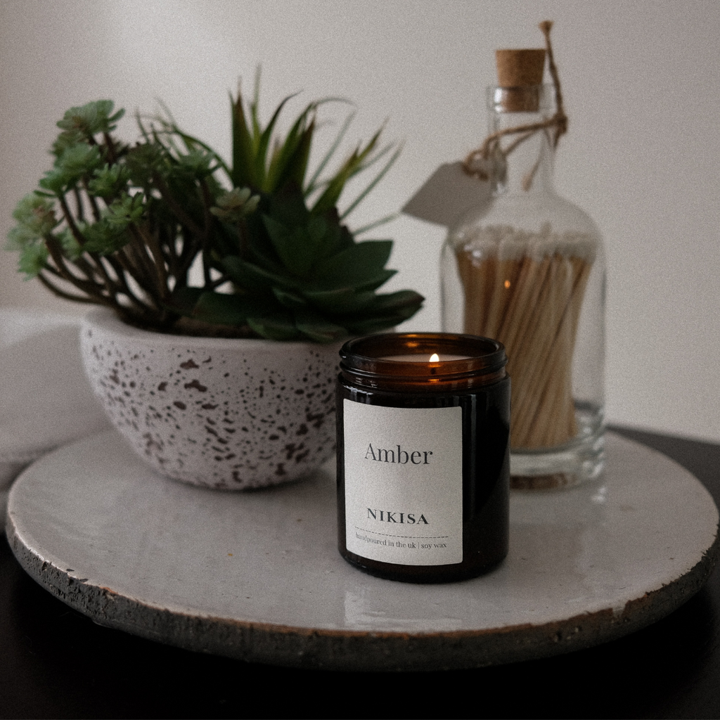 Amber scented soy wax candle